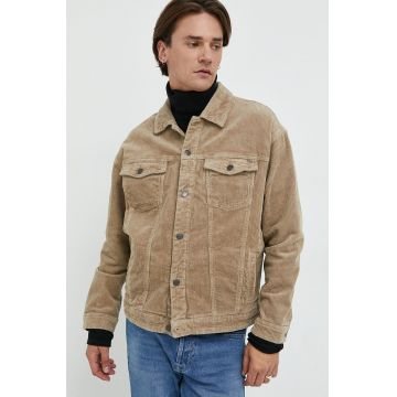 Only & Sons geaca din velur culoarea bej, de tranzitie, oversize