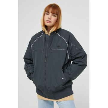 adidas Originals geaca bomber femei, culoarea gri, de tranzitie