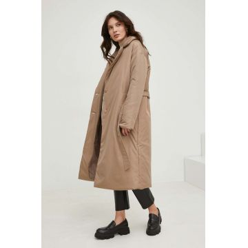 Answear Lab geaca femei, culoarea bej, de tranzitie, oversize