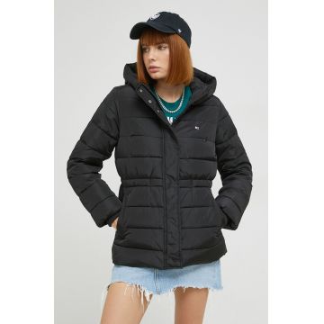 Tommy Jeans geaca femei, culoarea negru, de iarna