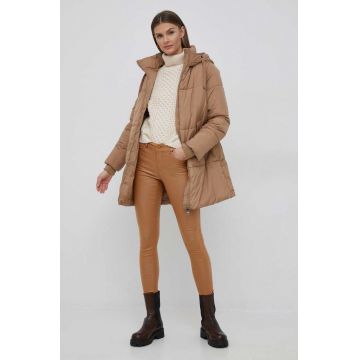 Vero Moda geaca femei, culoarea bej, de iarna