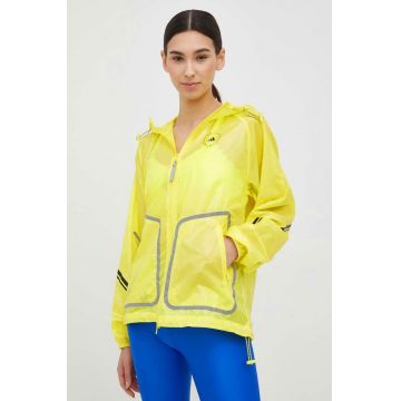 adidas by Stella McCartney windbreaker Truepace culoarea galben, de tranzitie, oversize