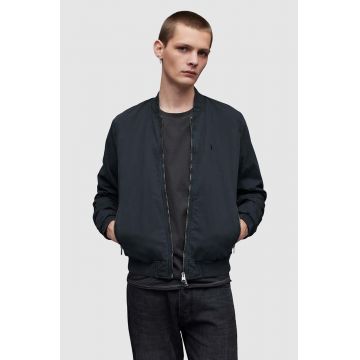 AllSaints geaca bomber barbati, culoarea albastru marin, de tranzitie