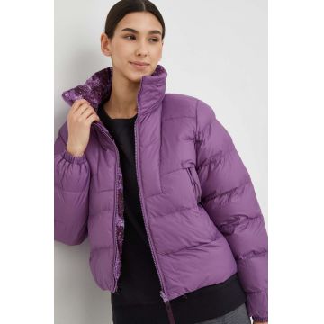 Helly Hansen geacă reversibilă femei, culoarea violet, de iarna