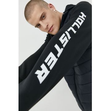 Hollister Co. geaca barbati, culoarea negru, de tranzitie
