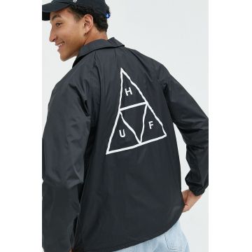 HUF geaca barbati, culoarea negru, de tranzitie