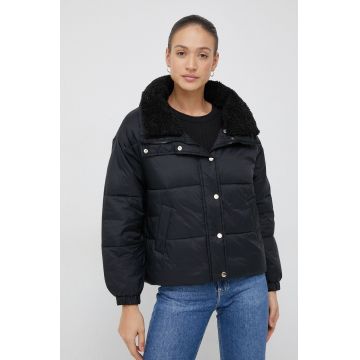 Sisley geaca femei, culoarea negru, de iarna