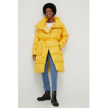 Answear Lab geaca femei, culoarea galben, de iarna, oversize