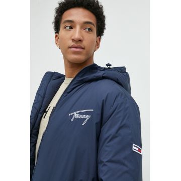 Tommy Jeans geaca barbati, culoarea albastru marin, de tranzitie