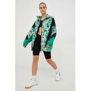 Adidas by Stella McCartney windbreaker culoarea verde, de tranzitie, oversize
