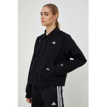 Adidas geaca femei, culoarea negru, de tranzitie