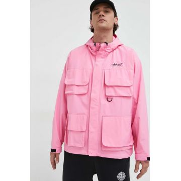 Adidas Originals geaca barbati, culoarea roz, de tranzitie, oversize