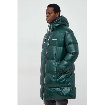 Emporio Armani geaca de puf cu doua fete barbati, culoarea albastru marin, de iarna