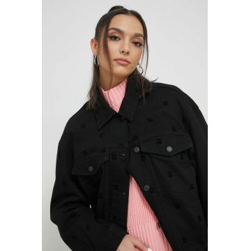 HUGO geaca femei, culoarea negru, de tranzitie, oversize