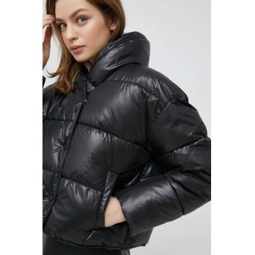Pepe Jeans geaca Rain femei, culoarea negru, de iarna, oversize