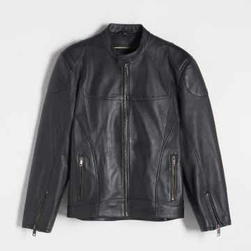Reserved - Geacă biker RE DESIGN din piele - Negru