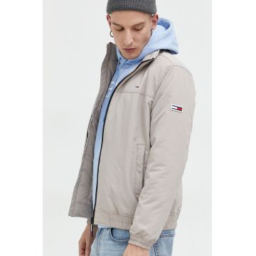 Tommy Jeans geaca barbati, culoarea bej, de tranzitie