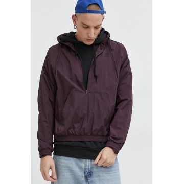 Adidas Originals geaca barbati, culoarea violet, de tranzitie, oversize