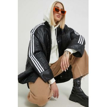 Adidas Originals geaca femei, culoarea negru, de tranzitie, oversize