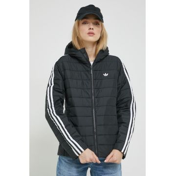 Adidas Originals geaca femei, culoarea negru, de tranzitie