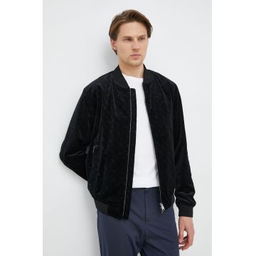 BOSS geaca bomber barbati, culoarea negru, de tranzitie