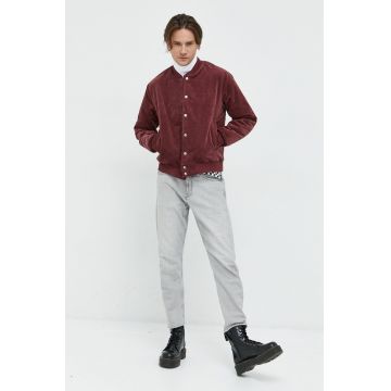 Brixton geaca bomber barbati, culoarea bordo, de tranzitie, oversize