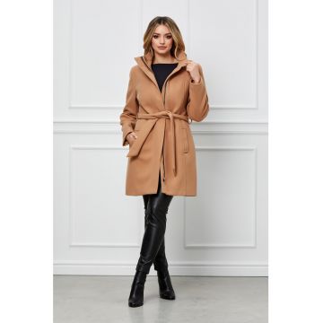 Haina din amestec de lana cu fermoar Melina - Bej