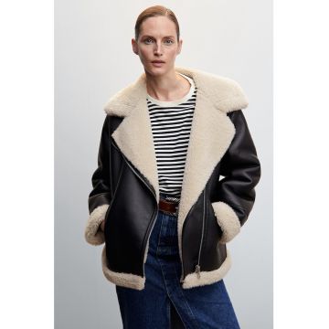 Jacheta cu captuseala de blana shearling sintetica Adri