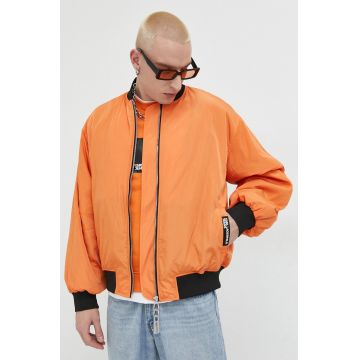 Karl Lagerfeld Jeans geaca bomber barbati, culoarea portocaliu, de tranzitie, oversize