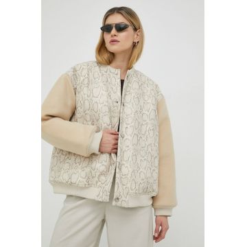 Résumé geaca bomber femei, culoarea bej, de tranzitie