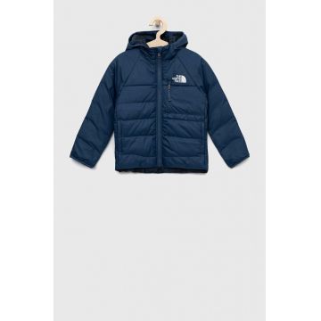 The North Face geaca reversibila pentru copii culoarea albastru marin