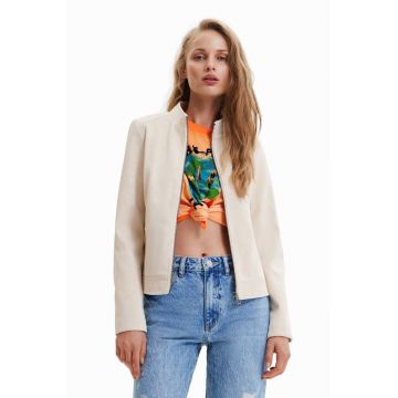 Desigual geaca femei, culoarea alb, de tranzitie