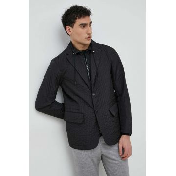 Emporio Armani geaca barbati, culoarea negru, de tranzitie