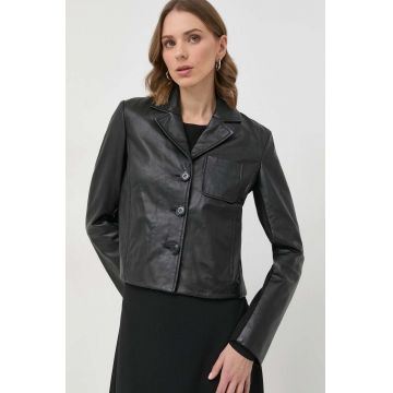 MAX&Co. geaca de piele femei, culoarea negru, de tranzitie