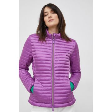 Save The Duck geaca femei, culoarea violet, de tranzitie