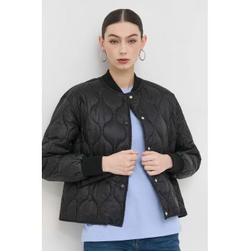 Silvian Heach geaca femei, culoarea negru, de tranzitie, oversize