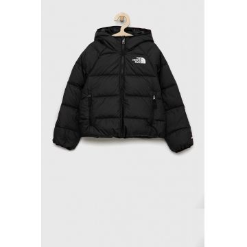 The North Face geaca de puf reversibila pentru copii culoarea negru