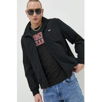 Tommy Jeans geaca barbati, culoarea negru, de tranzitie