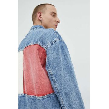 Tommy Jeans geaca jeans barbati, de tranzitie, oversize