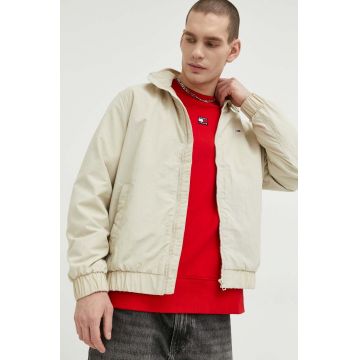 Tommy Jeans geaca barbati, culoarea bej, de tranzitie