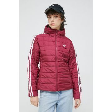 adidas Originals geaca femei, culoarea bordo, de tranzitie