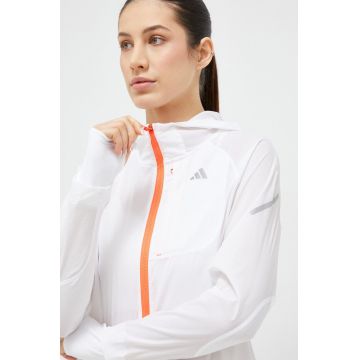 adidas Performance windbreaker Fast culoarea alb, de tranzitie