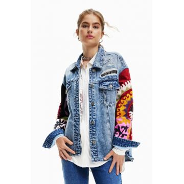 Desigual geaca jeans femei, de tranzitie, oversize