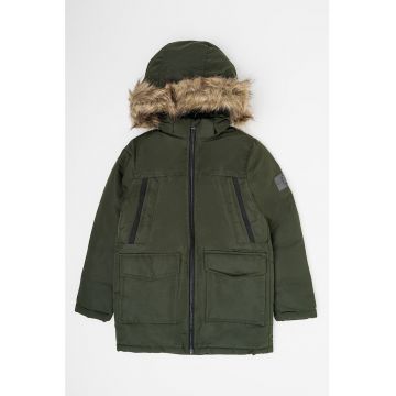 Jack & Jones - Geaca cu vatelina - gluga si garnitura din blana sintetica Crafit
