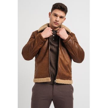 Jack & Jones - Jacheta de blana sherpa sintetica cu buzunare cu fermoar