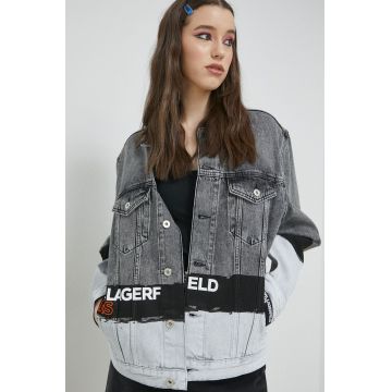 Karl Lagerfeld Jeans jachetă și pantaloni pentru bebeluși culoarea gri, de tranzitie, oversize