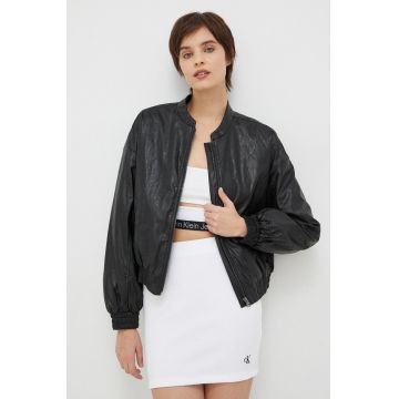 Sisley geaca bomber femei, culoarea negru, de tranzitie