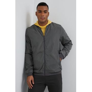 4F geaca bomber cu doua fete culoarea verde, de tranzitie