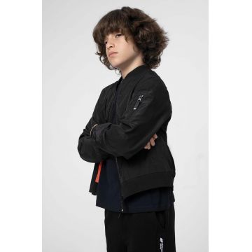 4F geaca bomber pentru copii culoarea negru