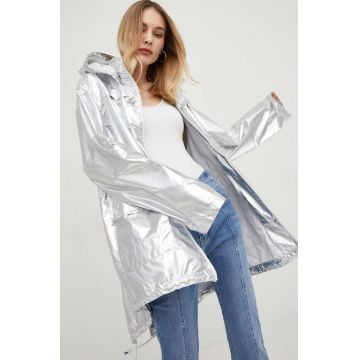 Answear Lab geaca x colecția limitată SISTERHOOD femei, culoarea argintiu, de tranzitie
